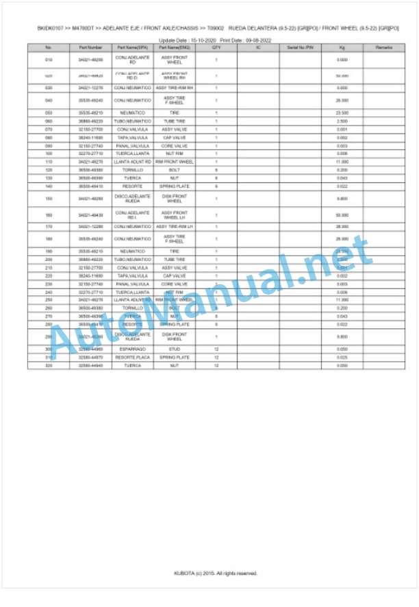 Kubota M4700DT, M5400DT Parts Manual PDF BKIDK0107 4 Kubota M4700DT, M5400DT Parts Manual PDF BKIDK0107-4
