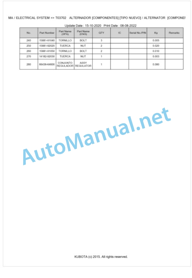 Kubota M4700DT, M5400DT Parts Manual PDF BKIDK0108 2 Kubota M4700DT, M5400DT Parts Manual PDF BKIDK0108-2