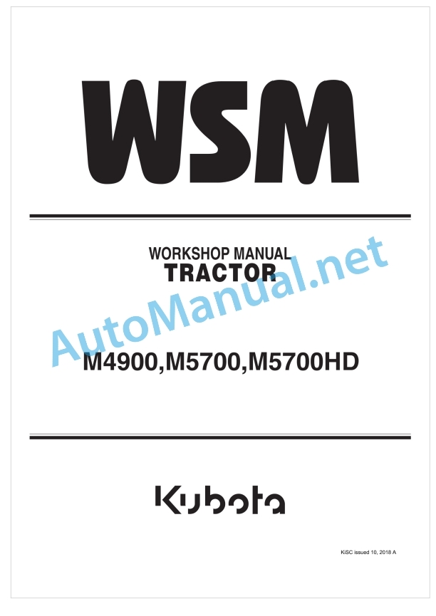 Kubota M4900, M5700, M5700HD Tractor Workshop Manual PDF