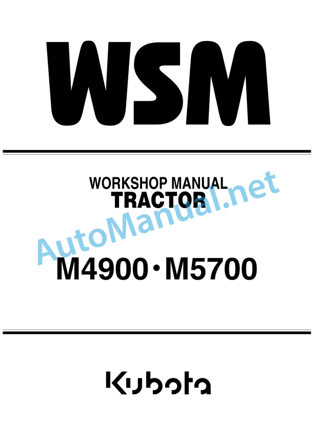 Kubota M4900, M5700 Tractor Workshop Manual PDF