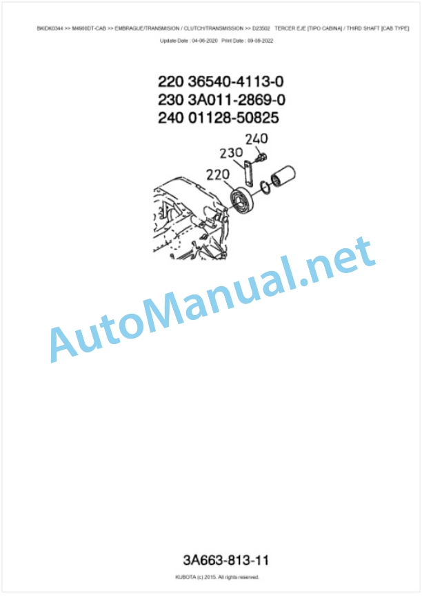 Kubota M4900DT-CAB, M5700DT-CAB Parts Manual PDF BKIDK0344 3 Kubota M4900DT-CAB, M5700DT-CAB Parts Manual PDF BKIDK0344-3