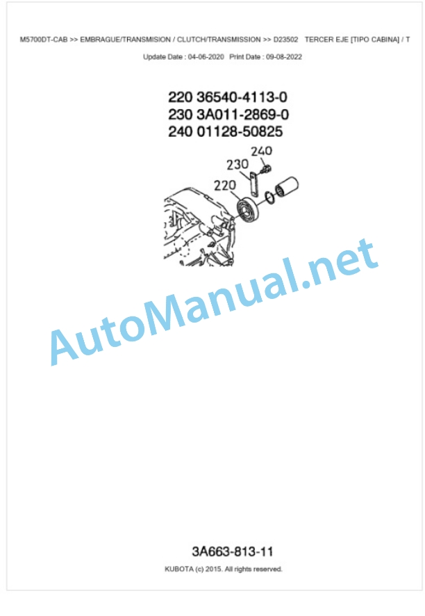 Kubota M4900DT-CAB, M5700DT-CAB Parts Manual PDF BKIDK0346 3 Kubota M4900DT-CAB, M5700DT-CAB Parts Manual PDF BKIDK0346-3