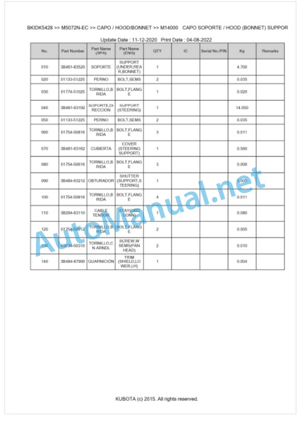 Kubota M5072N Parts Manual PDF BKIDK5428 5 Kubota M5072N Parts Manual PDF BKIDK5428-5