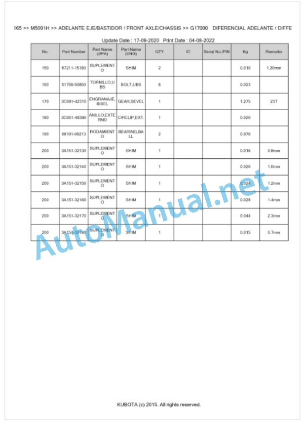 Kubota M5091H Parts Manual PDF BKIDK5165 4 Kubota M5091H Parts Manual PDF BKIDK5165-4