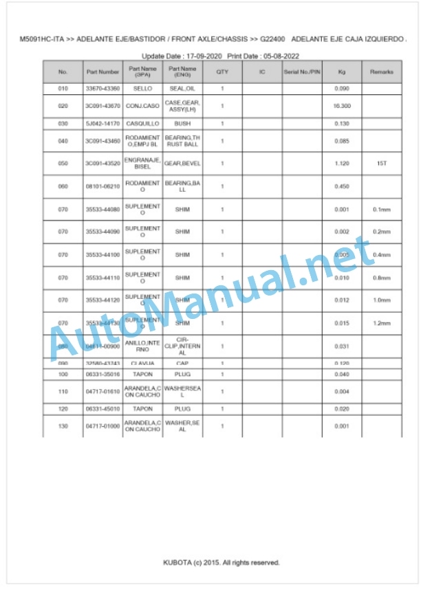 Kubota M5091HC Parts Manual PDF BKIDK5384 4 Kubota M5091HC Parts Manual PDF BKIDK5384-4