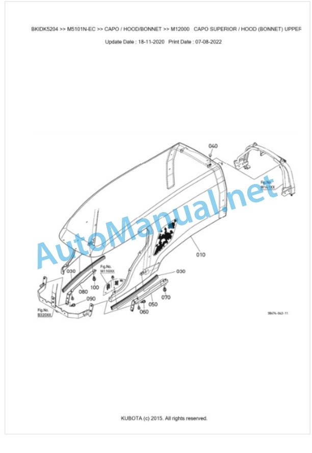 Kubota M5091N, M5101N Parts Manual PDF BKIDK5204-5