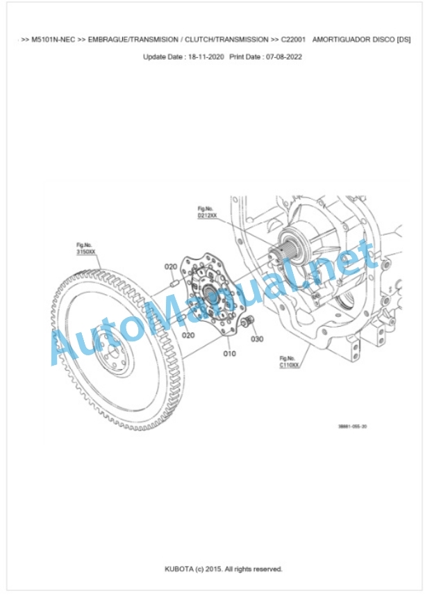 Kubota M5091N, M5101N Parts Manual PDF BKIDK5205-3