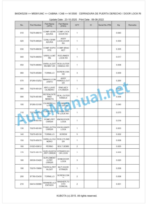 Kubota M5091UNC Parts Manual PDF BKIDK5239 5 Kubota M5091UNC Parts Manual PDF BKIDK5239-5
