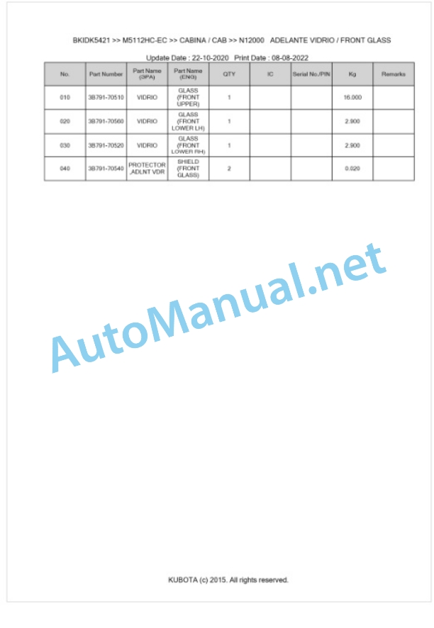 Kubota M5092HC, M5112HC Parts Manual PDF BKIDK5421 5 Kubota M5092HC, M5112HC Parts Manual PDF BKIDK5421-5