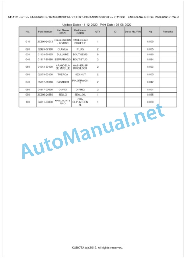 Kubota M5112L Parts Manual PDF BKIDK5436 3 Kubota M5112L Parts Manual PDF BKIDK5436-3
