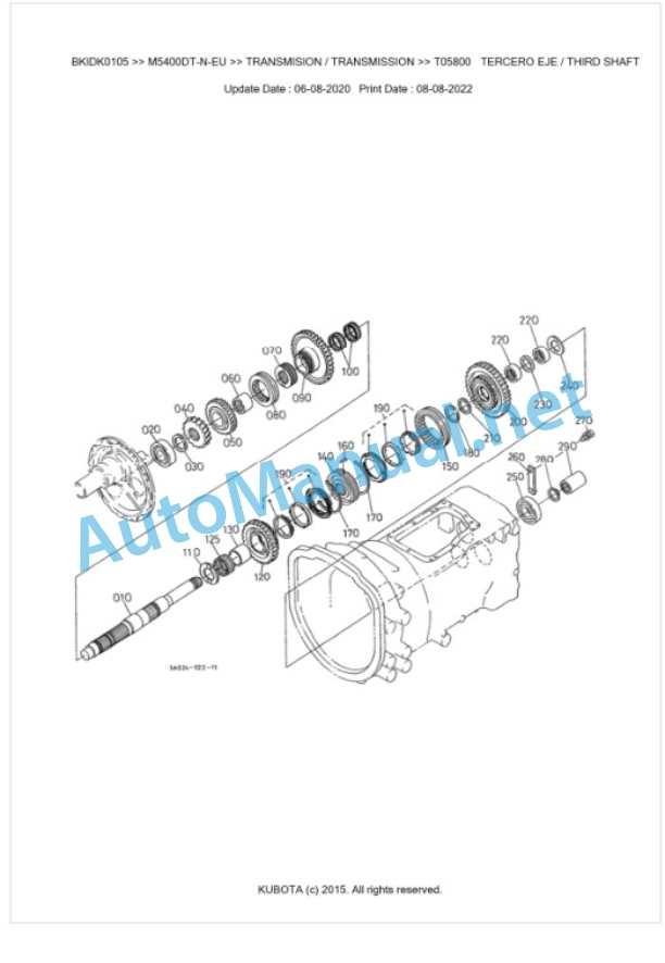 Kubota M5400DT-N-EU Parts Manual PDF BKIDK0105 3 Kubota M5400DT-N-EU Parts Manual PDF BKIDK0105-3