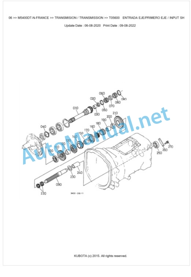 Kubota M5400DT-N-FRANCE Parts Manual PDF BKIDK0106 3 Kubota M5400DT-N-FRANCE Parts Manual PDF BKIDK0106-3
