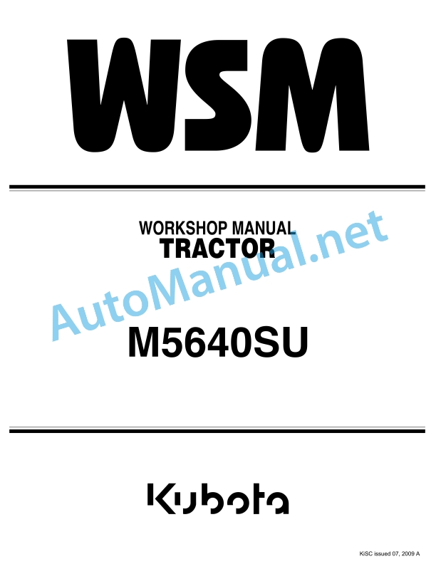 Kubota M5640SU Tractor Workshop Manual PDF EN