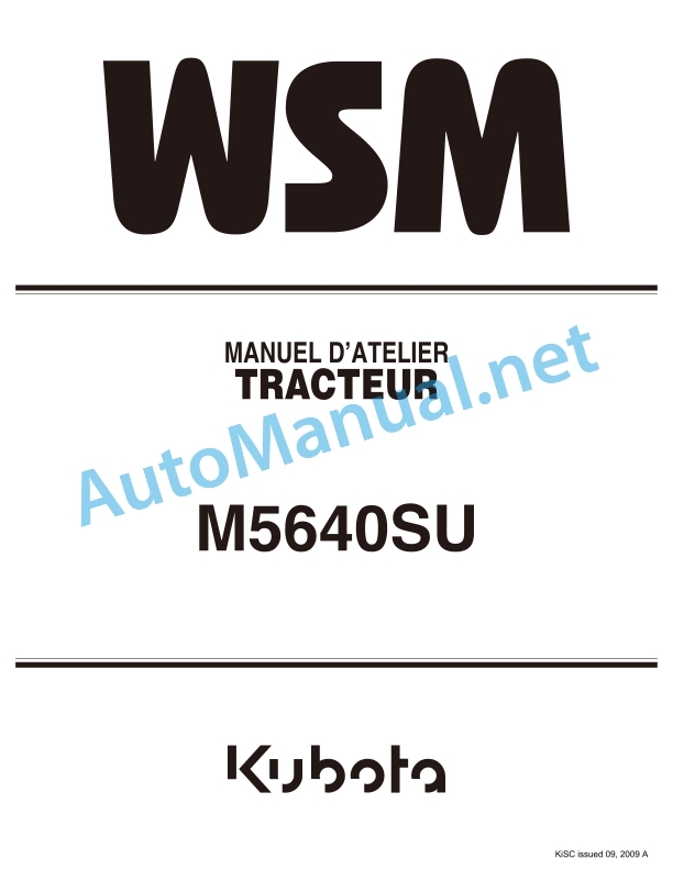 Kubota M5640SU Tractor Workshop Manual PDF FR