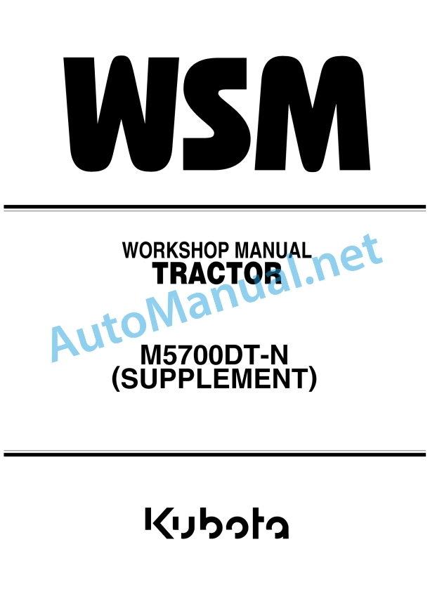 Kubota M5700DT-N Supplement Tractor Workshop Manual PDF