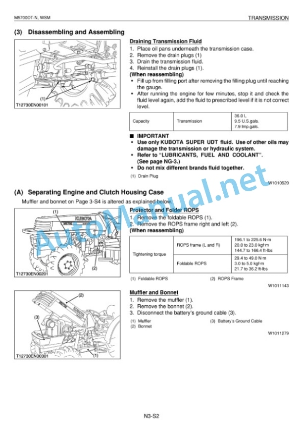 Kubota M5700DT-N Supplement Tractor Workshop Manual PDF 4 Kubota M5700DT-N Supplement Tractor Workshop Manual PDF - Image 4