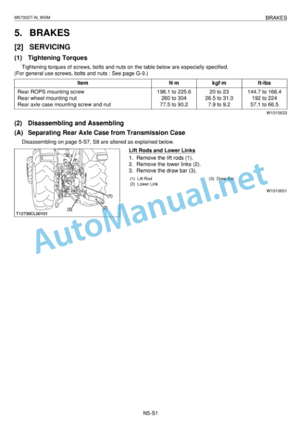Kubota M5700DT-N Supplement Tractor Workshop Manual PDF 5 Kubota M5700DT-N Supplement Tractor Workshop Manual PDF - Image 5