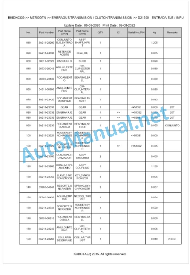 Kubota M5700DTN Parts Manual PDF BKIDK0339 3 Kubota M5700DTN Parts Manual PDF BKIDK0339-3