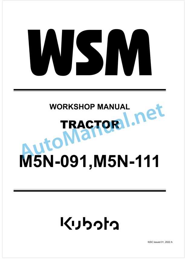 Kubota M5N-091, M5N-111 Tractor Workshop Manual PDF