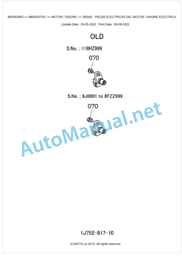 Kubota M6040C, M7040C Parts Manual PDF BKIDK0663 2 Kubota M6040C, M7040C Parts Manual PDF BKIDK0663-2
