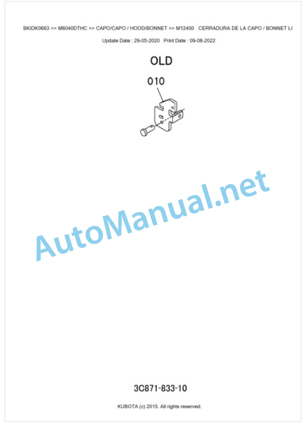 Kubota M6040C, M7040C Parts Manual PDF BKIDK0663 5 Kubota M6040C, M7040C Parts Manual PDF BKIDK0663-5