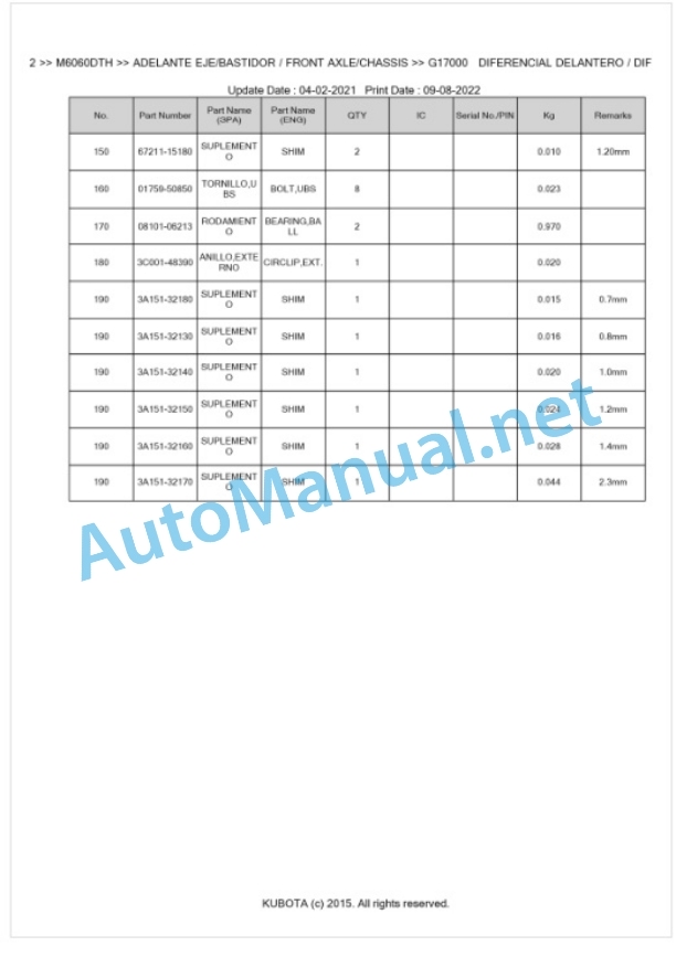 Kubota M6060, M7060 Parts Manual PDF BKIDK5052 4 Kubota M6060, M7060 Parts Manual PDF BKIDK5052-4