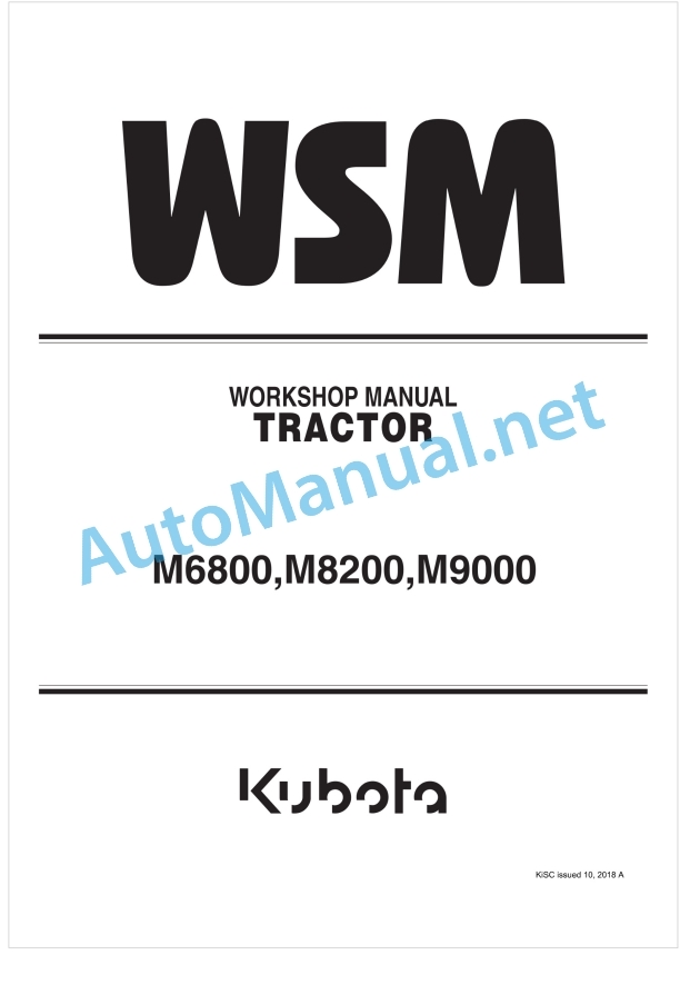 Kubota M6800, M8200, M9000 Tractor Workshop Manual PDF