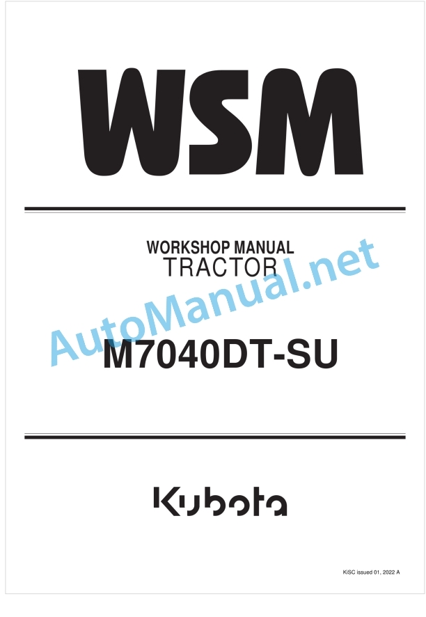 Kubota M7040 DT-SU Tractor Workshop Manual PDF