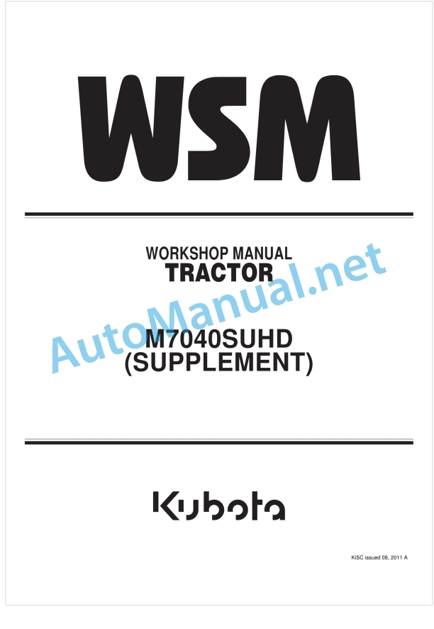 Kubota M7040SUHD Supplement Tractor Workshop Manual PDF