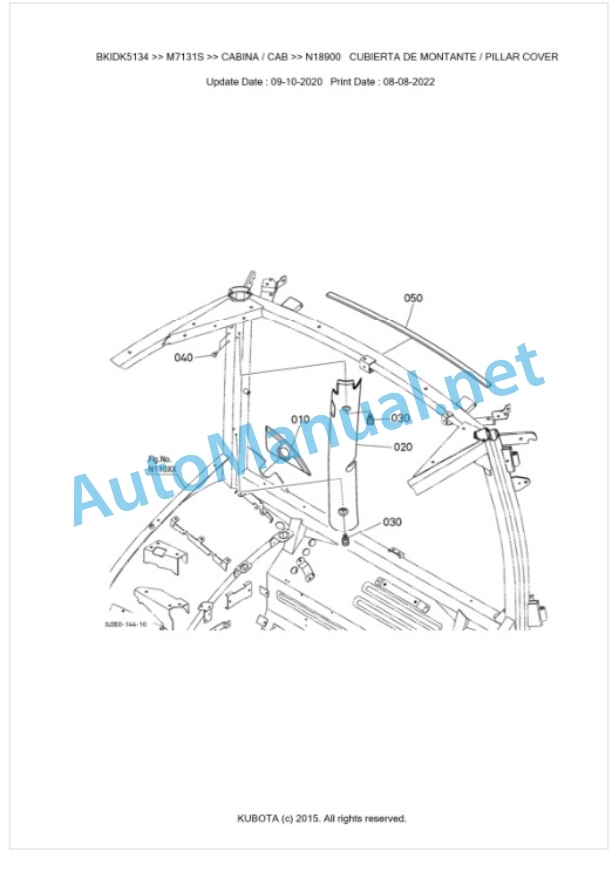Kubota M7131, M7151, M7171 Parts Manual PDF BKIDK5134-5