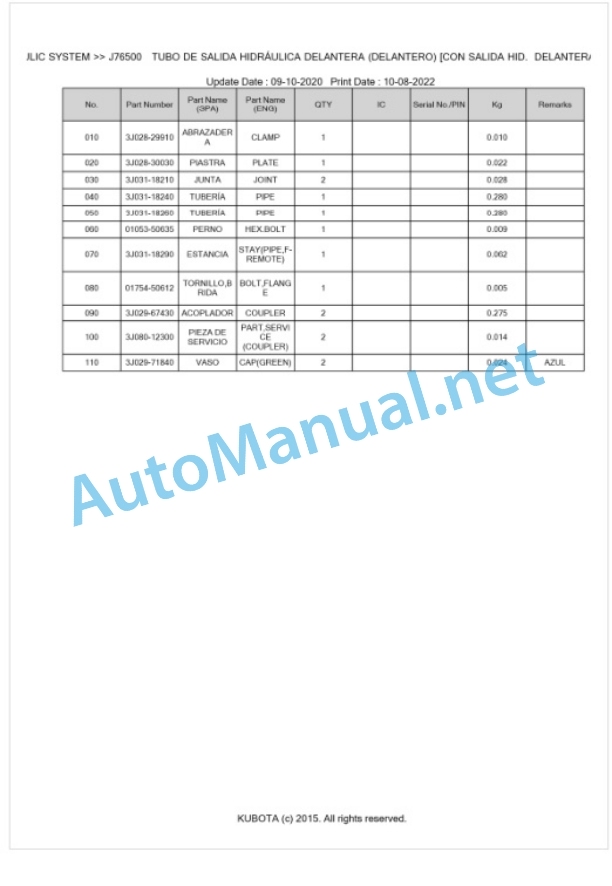 Kubota M7131, M7151, M7171 Parts Manual PDF BKIDK5138 4 Kubota M7131, M7151, M7171 Parts Manual PDF BKIDK5138-4