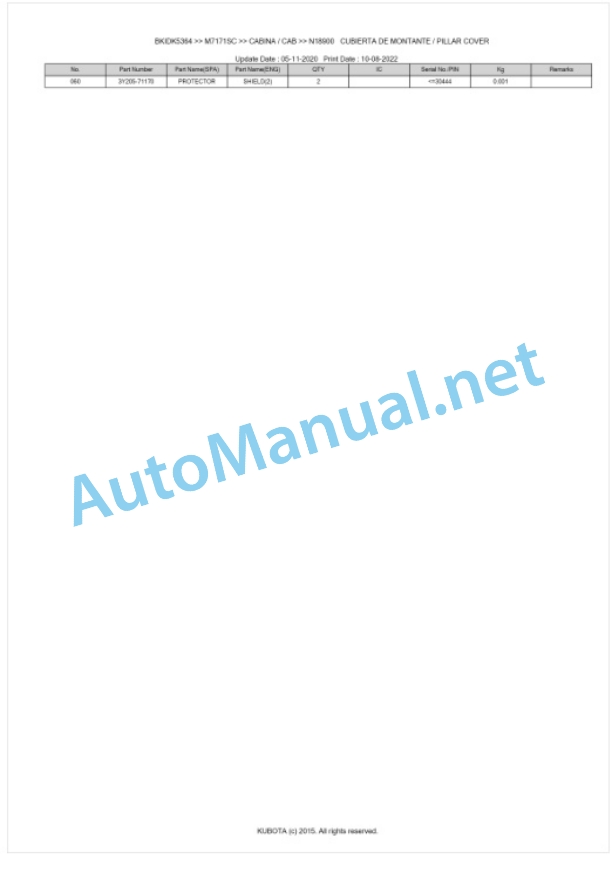 Kubota M7131, M7151, M7171 Parts Manual PDF BKIDK5364 5 Kubota M7131, M7151, M7171 Parts Manual PDF BKIDK5364-5