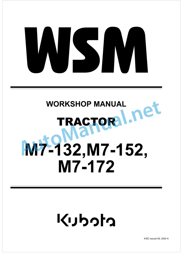 Kubota M7132, M7152, M7172 Tractor Workshop Manual PDF