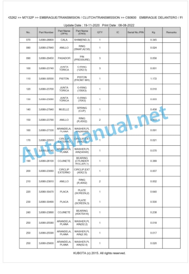 Kubota M7132P Parts Manual PDF BKIDK5262 3 Kubota M7132P Parts Manual PDF BKIDK5262-3