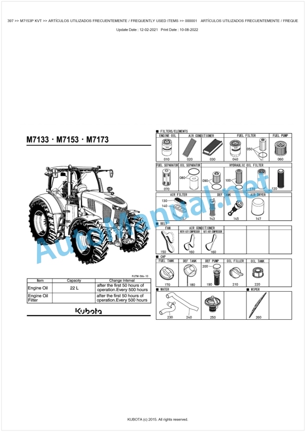 Kubota M7133, M7153, M7173 Parts Manual PDF BKIDK5397 1 Kubota M7133, M7153, M7173 Parts Manual PDF BKIDK5397
