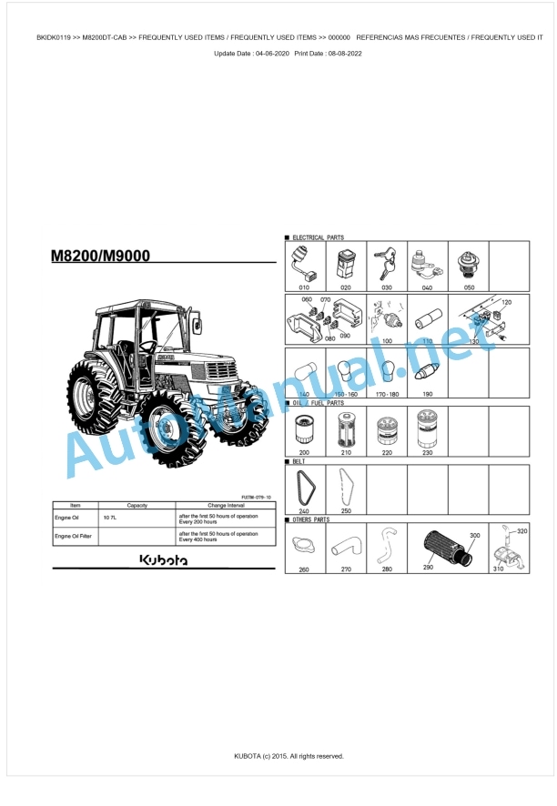 Kubota M8200, M9000 Parts Manual PDF BKIDK0119 1 Kubota M8200, M9000 Parts Manual PDF BKIDK0119