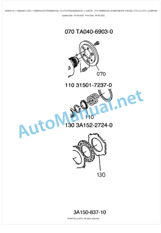 Kubota M8200, M9000 Parts Manual PDF BKIDK0119 3 Kubota M8200, M9000 Parts Manual PDF BKIDK0119-3