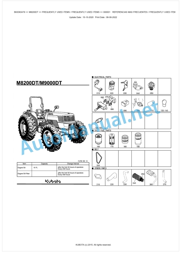 Kubota M8200, M9000 Parts Manual PDF BKIDK0479 1 Kubota M8200, M9000 Parts Manual PDF BKIDK0479