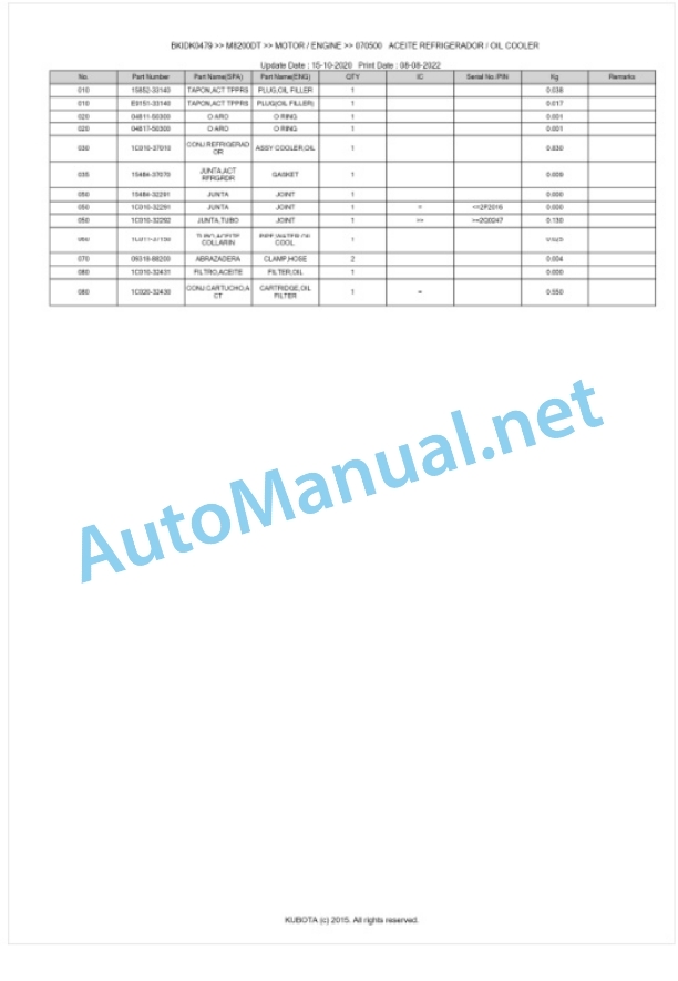 Kubota M8200, M9000 Parts Manual PDF BKIDK0479 2 Kubota M8200, M9000 Parts Manual PDF BKIDK0479-2