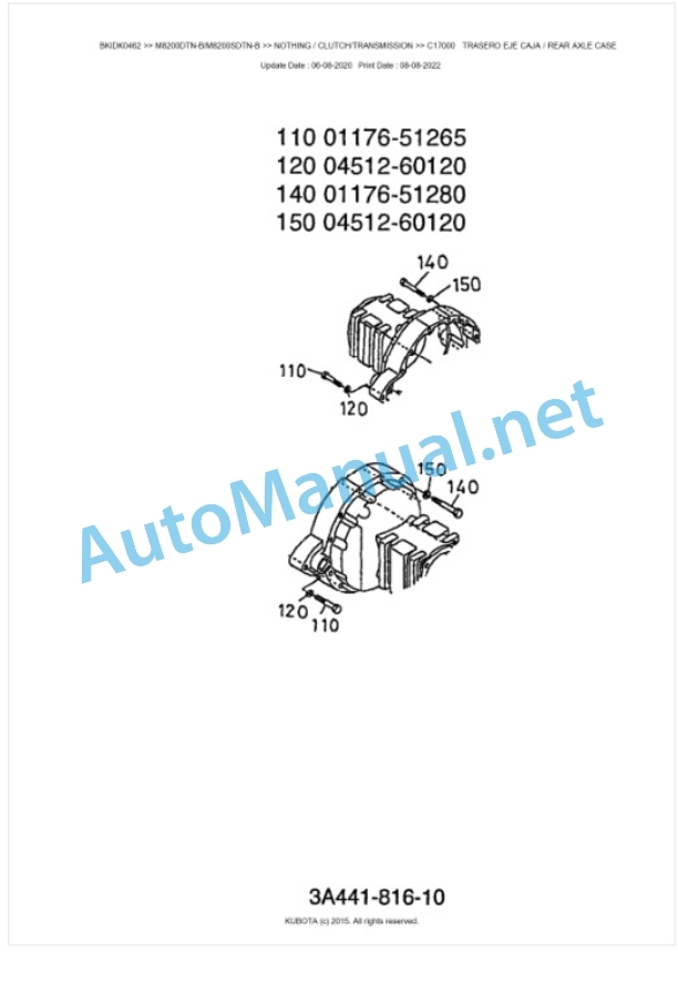 Kubota M8200DTN-B, M8200SDTN-B Parts Manual PDF BKIDK0462 3 Kubota M8200DTN-B, M8200SDTN-B Parts Manual PDF BKIDK0462-3
