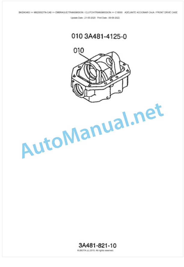 Kubota M8200SDTN-CAB Parts Manual PDF BKIDK0463 3 Kubota M8200SDTN-CAB Parts Manual PDF BKIDK0463-3