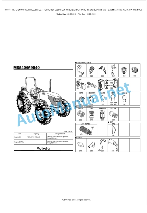 Kubota M8540, M9540 Parts Manual PDF BKIDK5001 1 Kubota M8540, M9540 Parts Manual PDF BKIDK5001