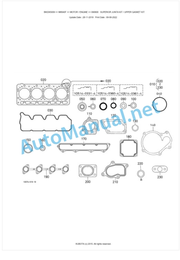Kubota M8540, M9540 Parts Manual PDF BKIDK5009 2 Kubota M8540, M9540 Parts Manual PDF BKIDK5009-2