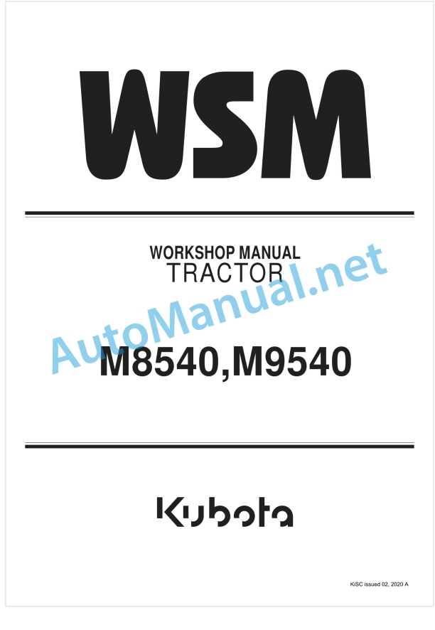 Kubota M8540, M9540 Tractor Workshop Manual PDF