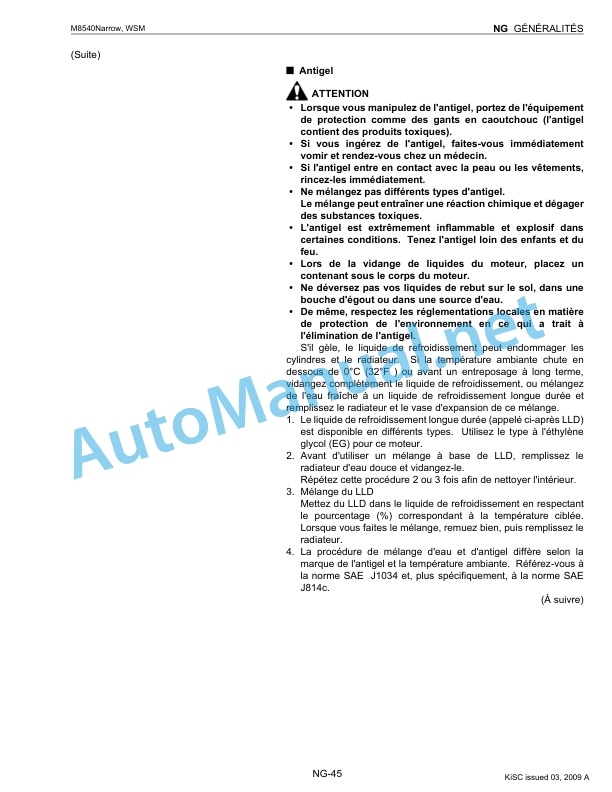 Alternative view of Kubota M8540 Narrow Supplement Tractor Workshop Manual PDF