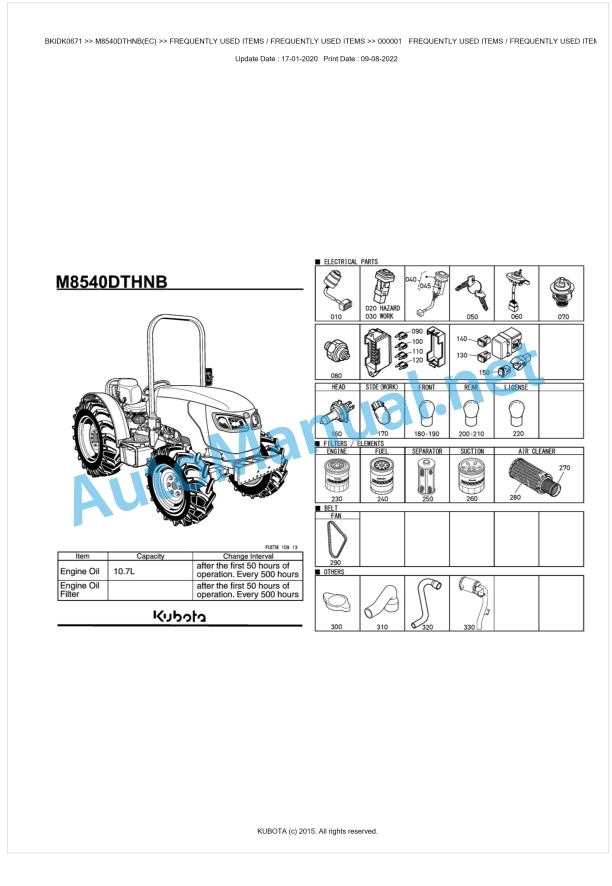 Kubota M8540DTHNB Parts Manual PDF BKIDK0671 1 Kubota M8540DTHNB Parts Manual PDF BKIDK0671