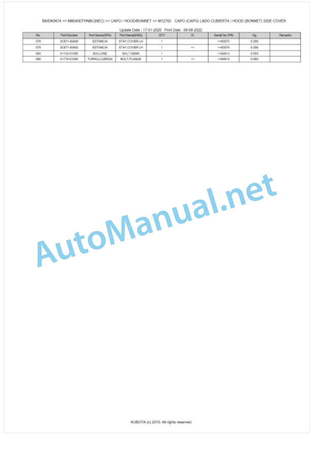 Kubota M8540DTHNBC Parts Manual PDF BKIDK0674 5 Kubota M8540DTHNBC Parts Manual PDF BKIDK0674-5
