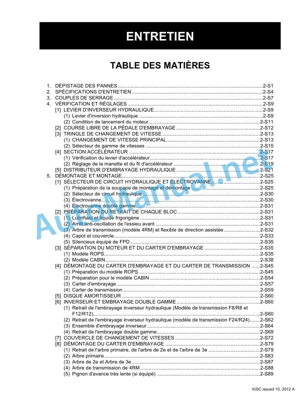 Kubota M8560, M9960 Tractor Workshop Manual PDF FR 3 Kubota M8560, M9960 Tractor Workshop Manual PDF FR - Image 3