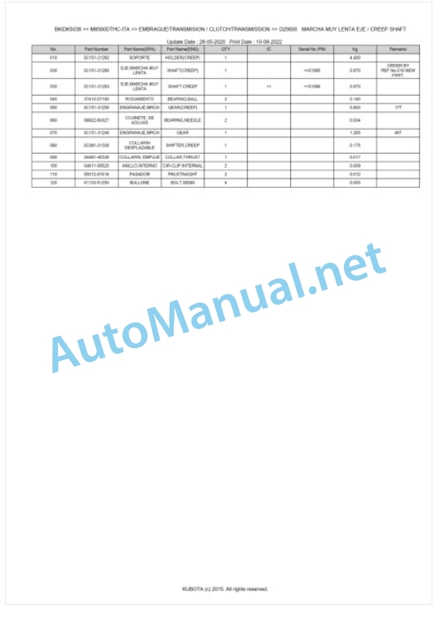 Kubota M8560C Parts Manual PDF BKIDK5038 3 Kubota M8560C Parts Manual PDF BKIDK5038-3