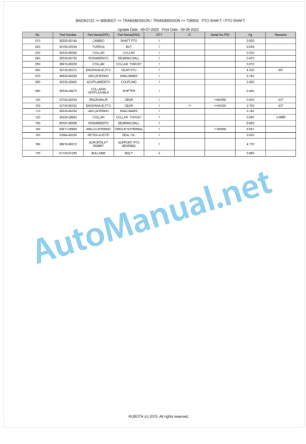 Kubota M8580DT Parts Manual PDF BKIDK0122 3 Kubota M8580DT Parts Manual PDF BKIDK0122-3